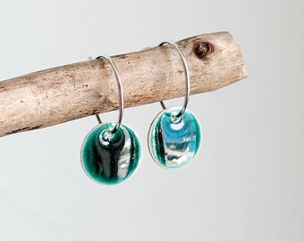 Hoop earrings *CIRCLE emerald green* - minimalist ceramic jewelry