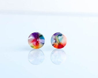 Colorful MINI statement stud earrings - *COLORADO* 8 mm diameter - gifts for him/her