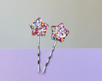 Hair clip set *GLITTER STAR* - gift for big and small children