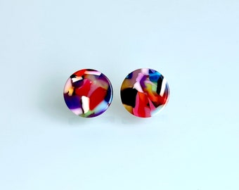 Colorful statement stud earrings - *COLORADO* 14 mm diameter - gifts for him/her