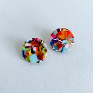 Colorful statement stud earrings - *COLORADO* 24 mm diameter - gifts for him/her