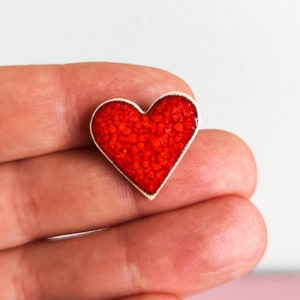 Brooch / pin * RED HEART * - handmade poppy red ceramic - gifts for her