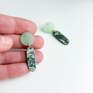 Small green statement earrings - *SPRING* gift for her/him