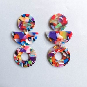 Colorful statement earrings - 3 pieces - color mix - COLORADO COLLECTION