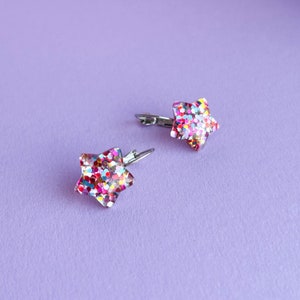 Boucles d'oreilles clous GLITTER STAR cadeau pour lui/elle image 9