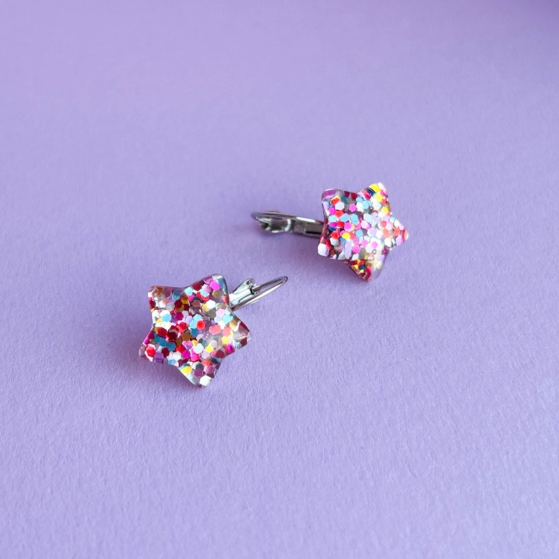 Boucles d'oreilles clous GLITTER STAR cadeau pour lui/elle image 9