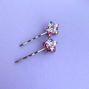 Hair clip set GLITTER STAR gift for big and small children image 4