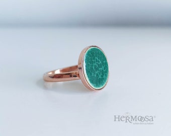 Ring  *ATLANTIS*  16mm Keramik/ rose vergoldet - größenverstellbar -  handgefertigter Keramikschmuck - UNIKAT -Geschenke für Sie