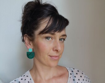 Large green statement earrings - DEEP FOREST - mint green/green - gifts for her
