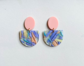 Statement Earrings - SUMMER BREEZE - Pastel Colors - Acetate & Stainless Steel