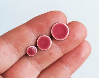 Pink ear studs *WILD ROSE* 4 sizes to choose from - Ceramic & Surgical Steel - Gifts for her