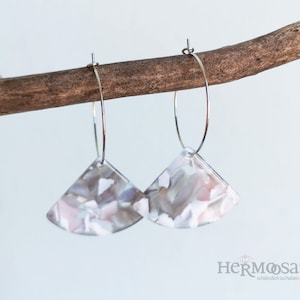 Silver-colored hoops with * FAN * acetate statement jewelry- gifts for her