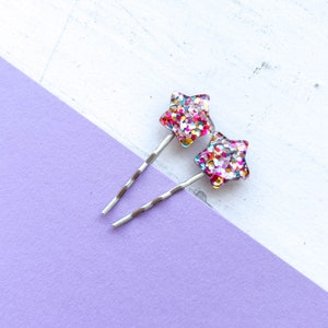 Hair clip set GLITTER STAR gift for big and small children image 2