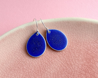 Blue drop earrings *TEARS OF JOY Mauritius blue* - ceramic & 925 silver - gifts for her