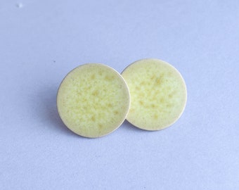 Ceramic stud earrings *LEMON PIE* 23 mm - ceramic & surgical steel - gifts for her