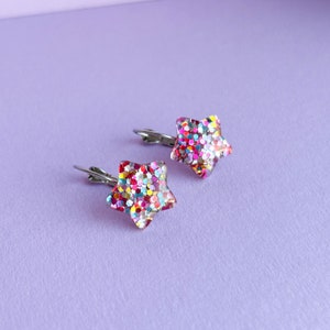 sparkling earrings *GLITTER STAR* gift for him/her