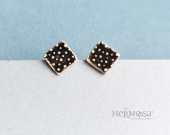 Keramikkohrstecker *POLKA DOTS* quadratisch - schwarz/weiß - Chirurgenstahl -Rockabilly Ohrstecker - Geschenke für Sie