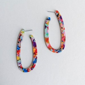 Large Elongate Hoop Earrings - Acrylic & Stainless Steel - COLORADO COLLECTION - Gifts for Her