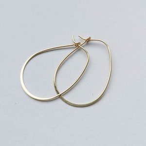 Statement hoop earrings - OVAL - gold plated brass - gifts for her