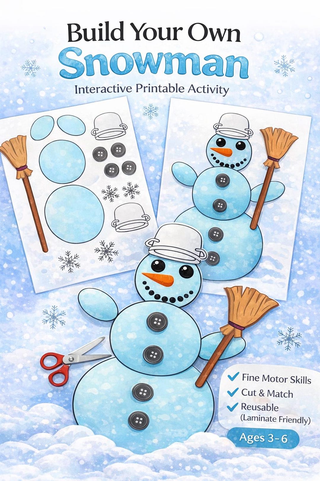 Build Your Own Snowman Printable – Cut and Paste Winter Activity for ...