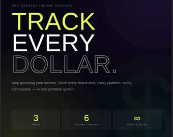 Tracker voor inkomsten en merkdeals van UGC-creators - Printbare maandplanner 2026