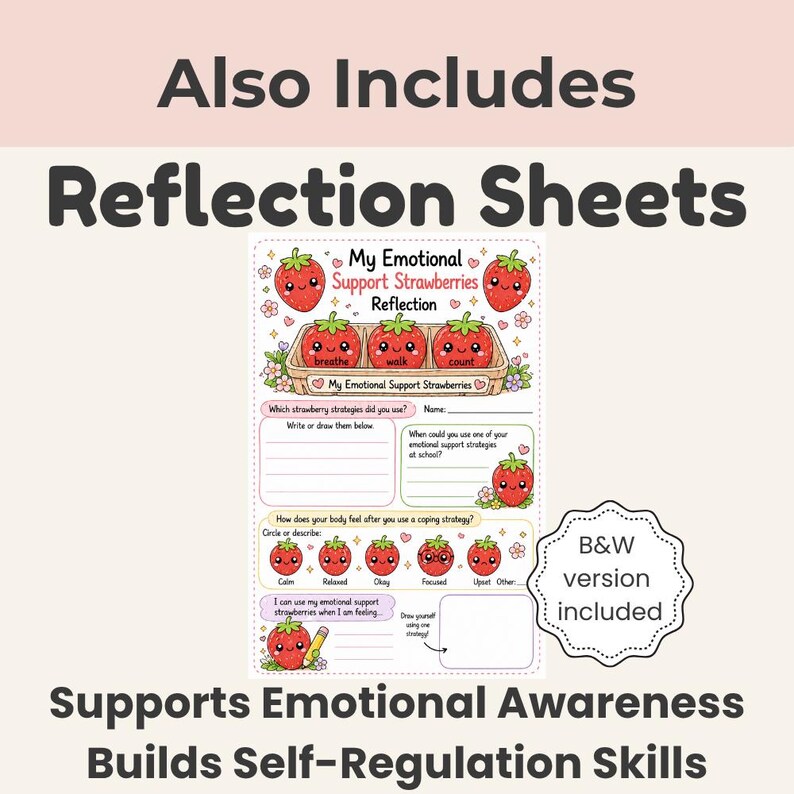Emotional Support Strawberries Printable, Calm Corner Activity, SEL ...
