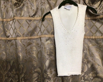 Dolce Gabbana vit topp med strass, 42