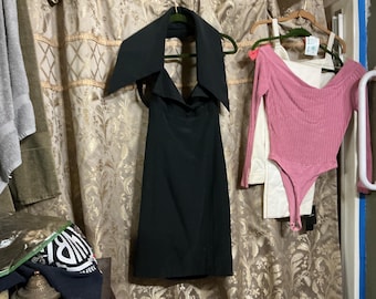 Karl Lagerfeld black silk and wool dress 38