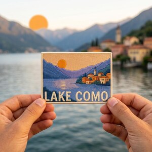 Lake Como Embroidered Patch, Italy Travel Souvenir, Italian Lake Iron-On Sew-On Patch for Jacket, Backpack, Hat Applique Gift