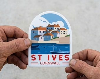 St Ives Cornwall Waterproof Vinyl Sticker – Durable Coastal Travel Decal