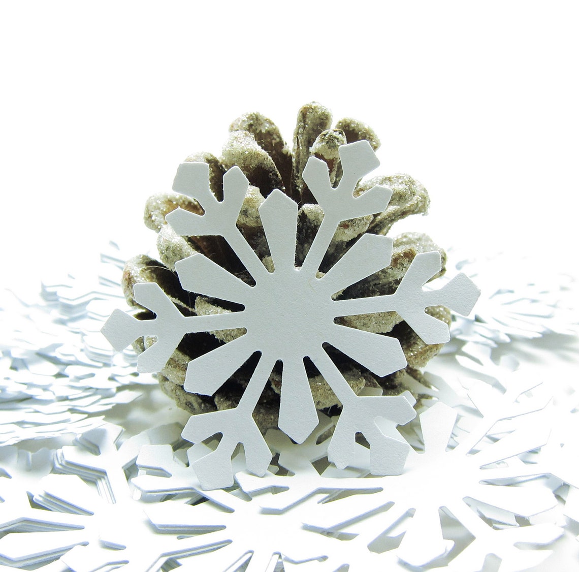 Snowflake Paper Punches Extra Large White Snowflakes for Winter Wedding, Scrapbooking, Card