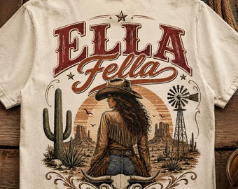 Ella Fella Club Western PNG, Vintage Cowboy Graphic Design, Retro Texas Mascot PNG, Country Concert Shirt Design, Digital Download