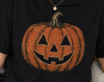 Vintage Halloween Pumpkin PNG, Spooky Jack O Lantern Sublimation Design, Retro Distressed Pumpkin Clipart, Halloween Shirt Graphic