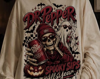 Witch’s Brew PNG, Spooky Sips All Year, Skeleton Ghost Halloween Design, Gothic Dr Pepper Drink Sublimation, Trending Spooky Season Shirt