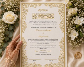 Editable Nikkah Certificate DIY Islamic Nikah Nama Canva Template Nikkah Contract (Digital Download)