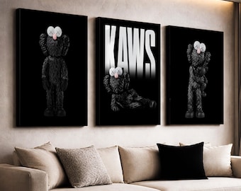 Black Hypebeast Figure Poster, Set of 3,Hypebeast Figure, Kaws Graffiti, Printable Minimalist Hypebeast Decor, DIGITAL DOWNLOAD