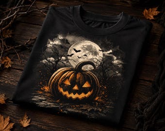 Halloween Pumpkin PNG, Jack O Lantern Shirt Design, Spooky Moon Pumpkin Sublimation PNG,  Halloween T-Shirt Digital Download