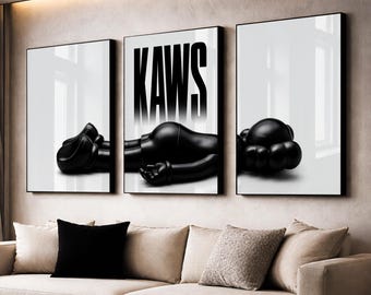 KAWS Poster Set of 3 Hypebeast Wall Art and Minimalist Graffiti Decor - Perfect Digital Download Gift for Art & Sneaker Lovers size chart