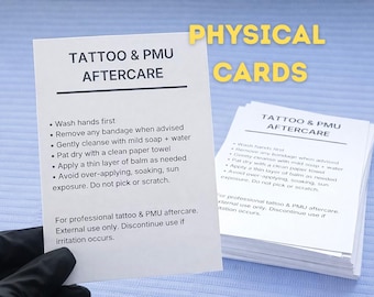 Tarjetas de cuidados posteriores al tatuaje / Folletos físicos para clientes, suministros de estudio sin marca