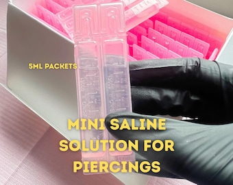 Ampollas de solución salina estéril de 5 ml / Selladas de fábrica / Suministros para el cuidado posterior de la perforación / Paquete de estudio a granel (10-100)
