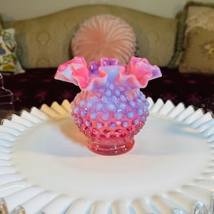Fenton Cranberry Hobnail Glass Vase - Etsy
