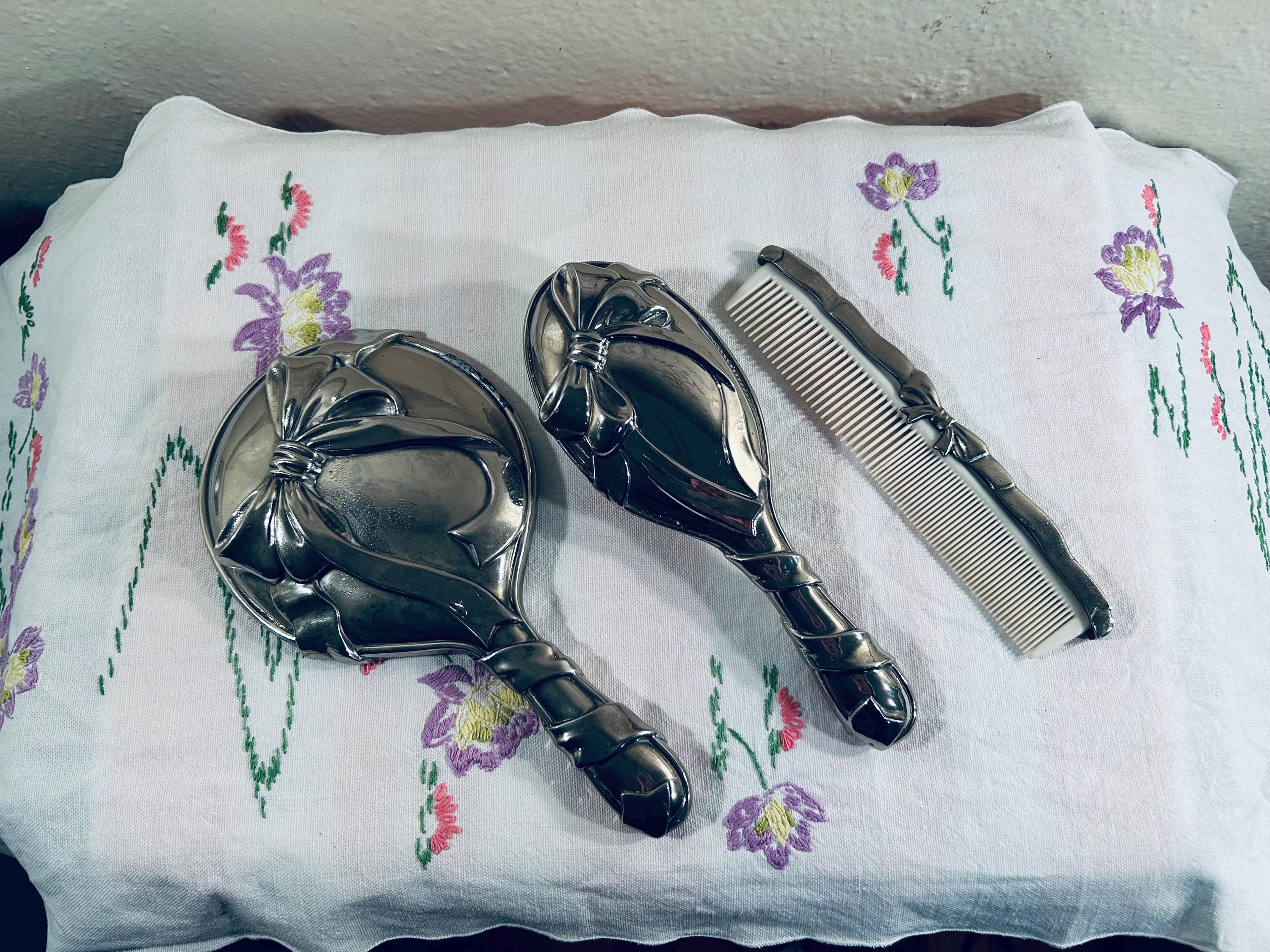 Godinger silver plate Vintage brush and mirror set Godinger Silver Comb - Etsy main image 2