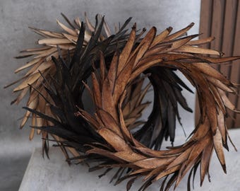 Decoración wabi sabi, decoración de pared japonesa, corona hecha a mano para todos los días, decoración interior minimalista