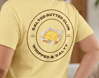 Salted Butter Club T-shirt | SALTY chest logo, whipped & salted back design