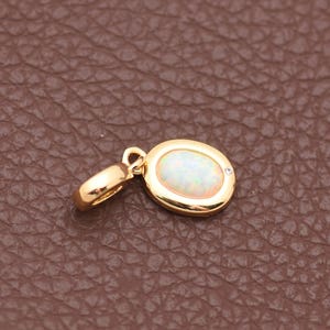Elegant Synthetic Opal Inspired Pendant with Gold Border 18K Gold Filled Charm for Custom Bracelet Making 12.5*8mm