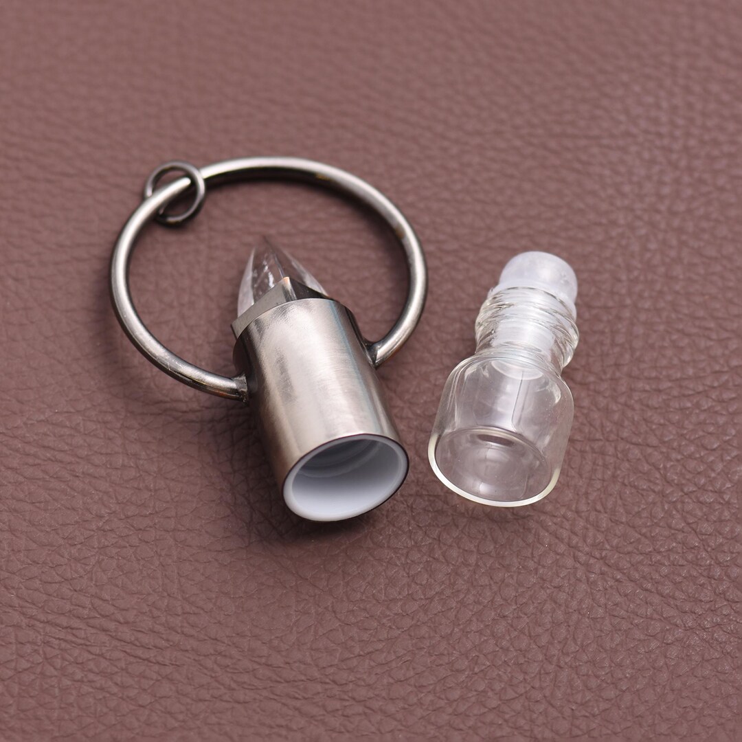 Stylish White Crystal Perfume Keyring Glass Vial Pendant Refillable ...