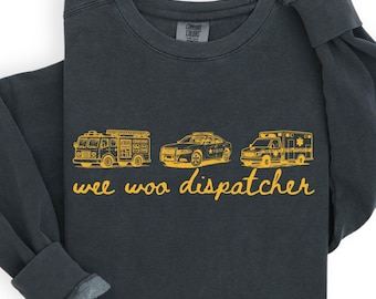 Despachante Wee Woo PNG | Design Digital para Despachante de Primeiros Socorros | Design de Camiseta para Comunicações 911 | Despachante de Bombeiros, Polícia e SAMU PNG