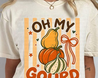 Oh My Gourd Png | Gráfico de Colheita de Outono | Abóbora Grandmillennial Preppy Png | Coquete Grandmillennial Png | Outono Png |