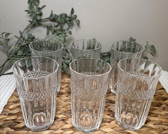 Cristal d’Arques Durand Constance Crystal Tumblers Highball Glasses Set of 6 France Vintage