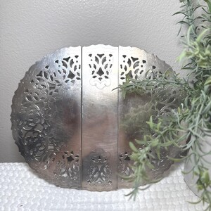 Vintage WA Italy Silver Plate Expandable Trivet, Ornate Pierced Metal Pot Holder